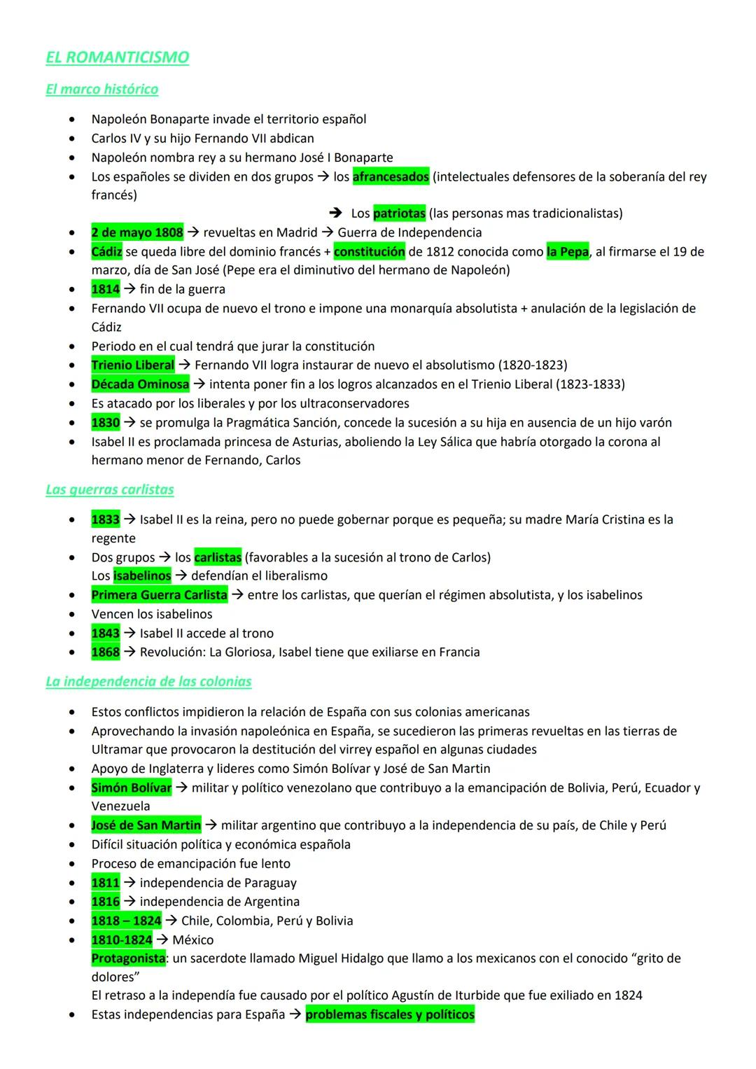 EL
El marco histórico
ROMANTICISMO
● Napoleón Bonaparte invade el territorio español
Carlos IV y su hijo Fernando VII abdican
Napoleón nombr
