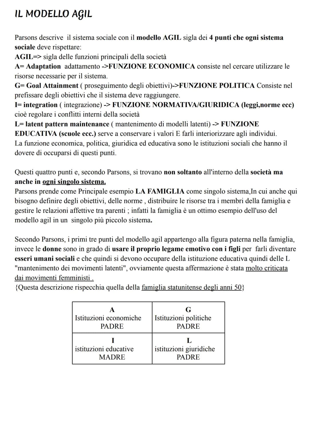 -H Funzionalismo
LA CONCEZIONE DELLA SOCIETÀ
Funzionalismo se un elemento esiste è perché ha uno specifico dovere o funzione.
Nel funzionali