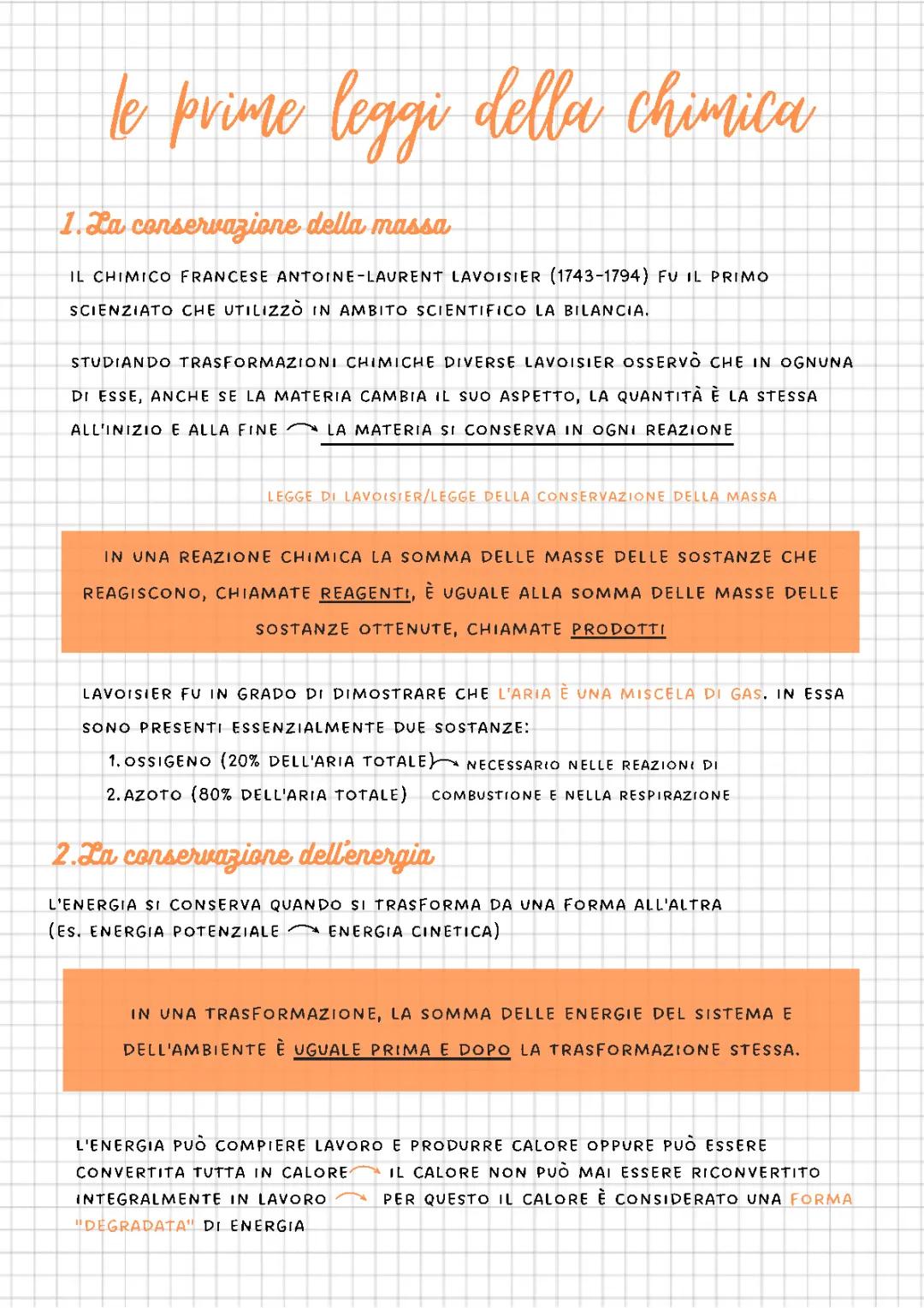 Le prime leggi della chimica