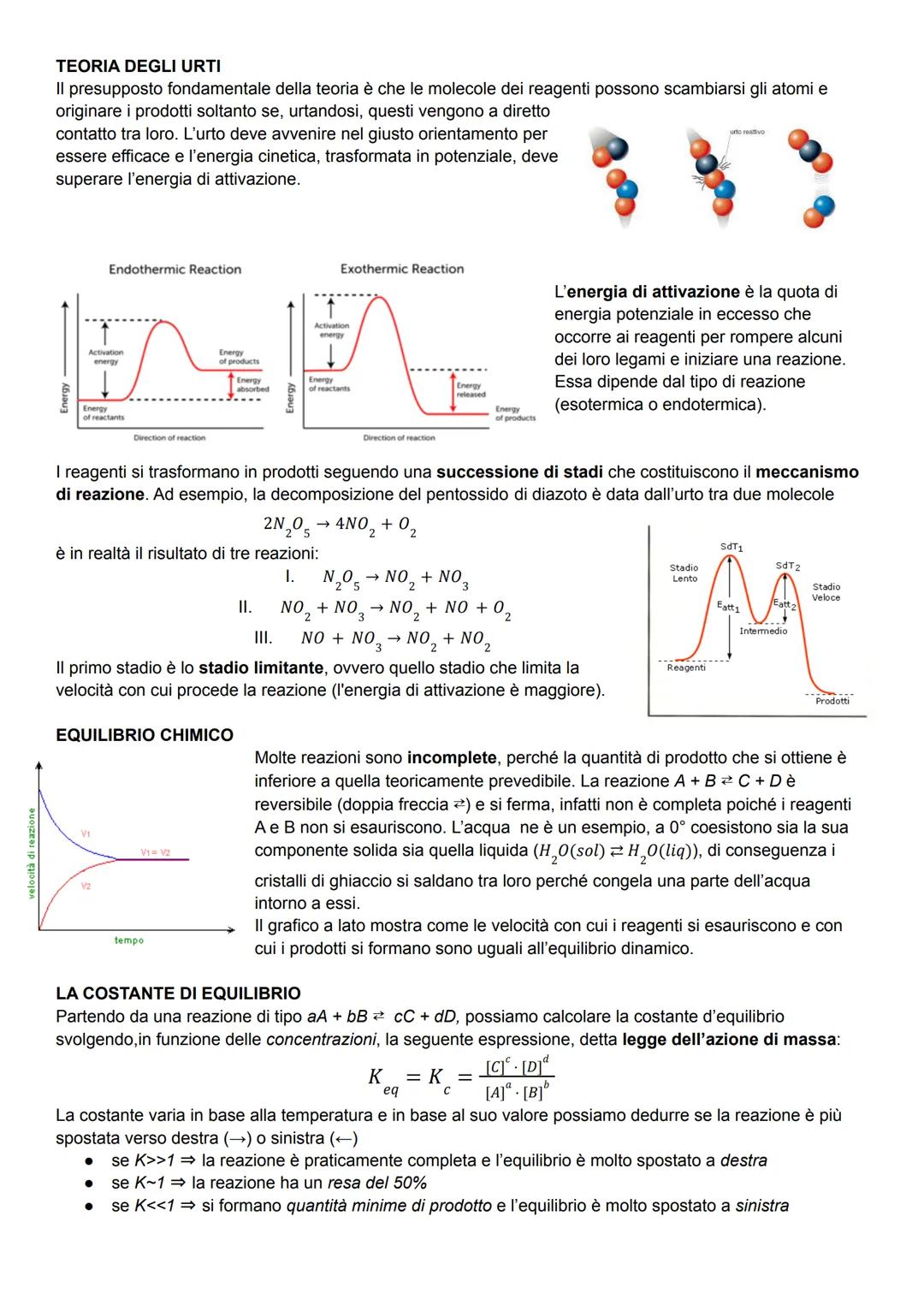 concentrazione
La velocità di reazione determina la comparsa di reagenti o la scomparsa di prodotti. La si può calcolare
poiché è determinat