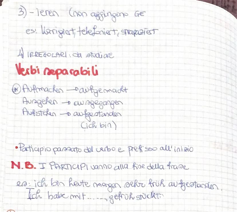 passato prossimo
"Perfekt"
E il tempo passato più usato parlando
AUSILIARE
haben
sein
Il Participio
1) REGOLARI
es:
Passato
GE T
PARTICIPIO
