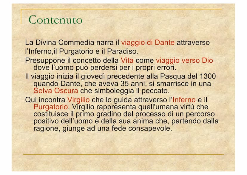 La Divina
Commedia
Di Dante Alighieri
0714 Struttura
La Divina Commedia è
- un poema allegorico e
didascalico
- scritta in 3 cantiche
(Infer