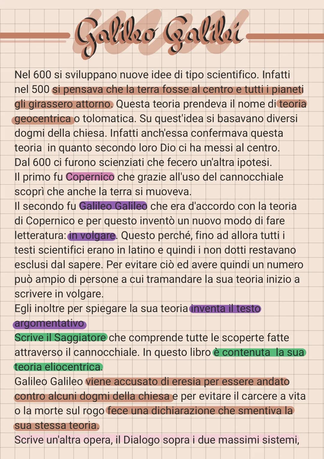 Galdro Golde
Nel 600 si sviluppano nuove idee di tipo scientifico. Infatti
nel 500 si pensava che la terra fosse al centro e tutti i pianeti