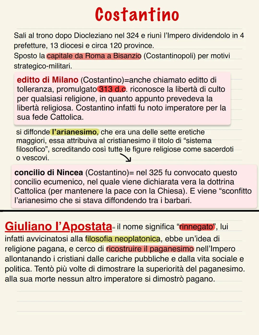  Costantino
Sali al trono dopo Diocleziano nel 324 e riunì l'Impero dividendolo in 4
prefetture, 13 diocesi e circa 120 province.
Sposto la 