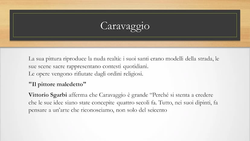 Caravaggio
Il Seicento Il Barocco
• Il seicento è considerato il secolo del Barocco. Con
questo termine si definiscono manifestazioni artist