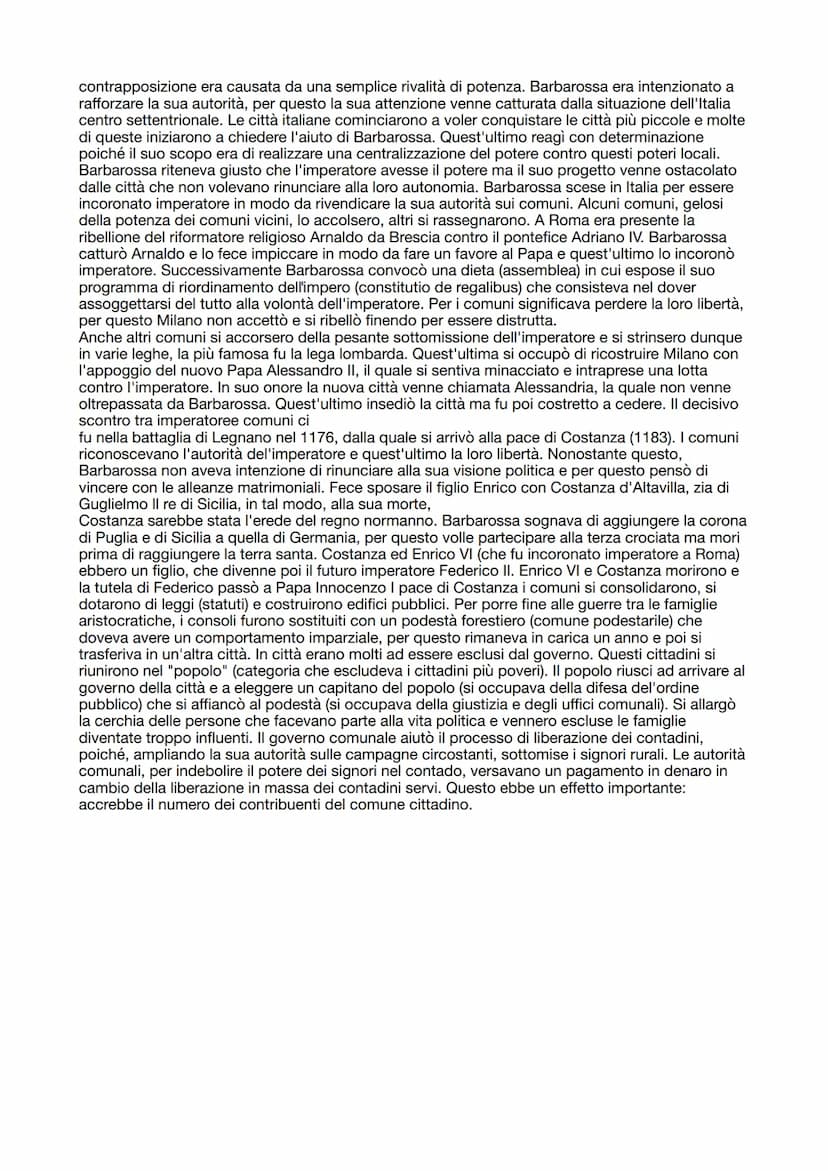 4 - L'Italia comunale e l'impero
1) LA NASCITA DEL COMUNE
L'incapacità del potere imperiale, di difendere e governare, portò trasformazioni 