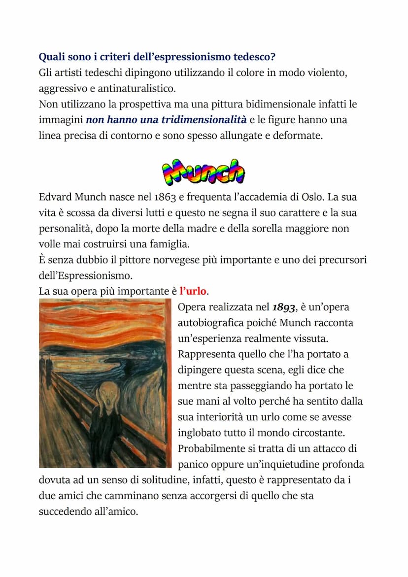 Espressioniamo
Nasce nel Novecento ma assume nomi diversi a seconda del luogo in cui
si sviluppa:
In Germania prendono il nome di "il ponte"