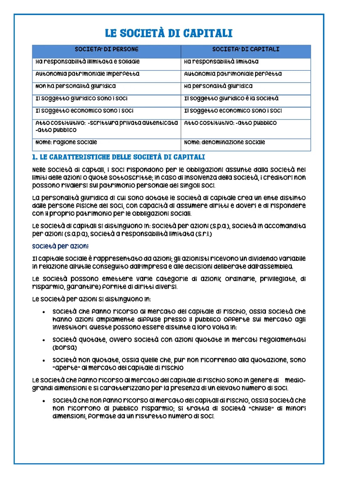 Guida Facile alle Società di Capitali: Caratteristiche e Esempi
