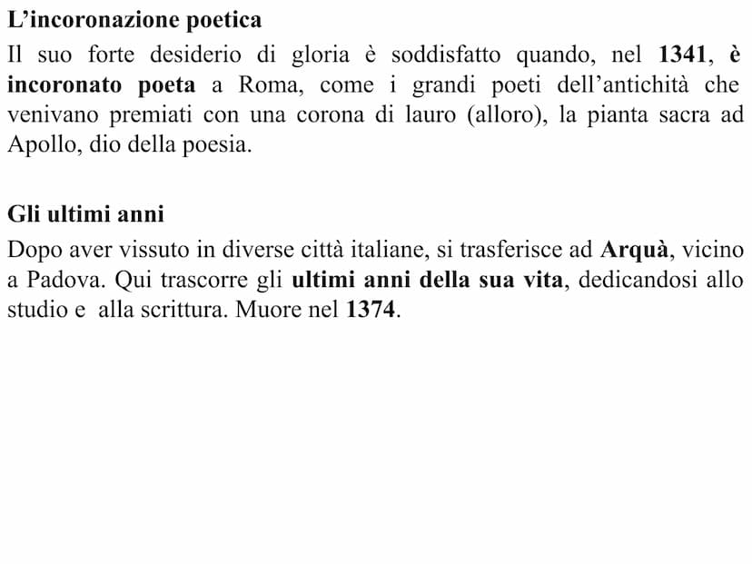 Francesco Petrarca
La vita
La giovinezza e gli studi
Francesco Petrarca nasce ad Arezzo nel 1304 da una famiglia borghese
fiorentina. Il pad