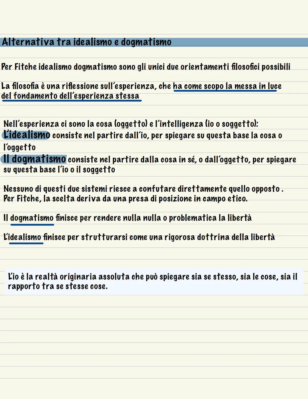Filosofia Fichte
Idealismo: quelle visioni del mondo che privilegiano la dimensione "ideale"
rispetto a quello materiale che affermano il ca