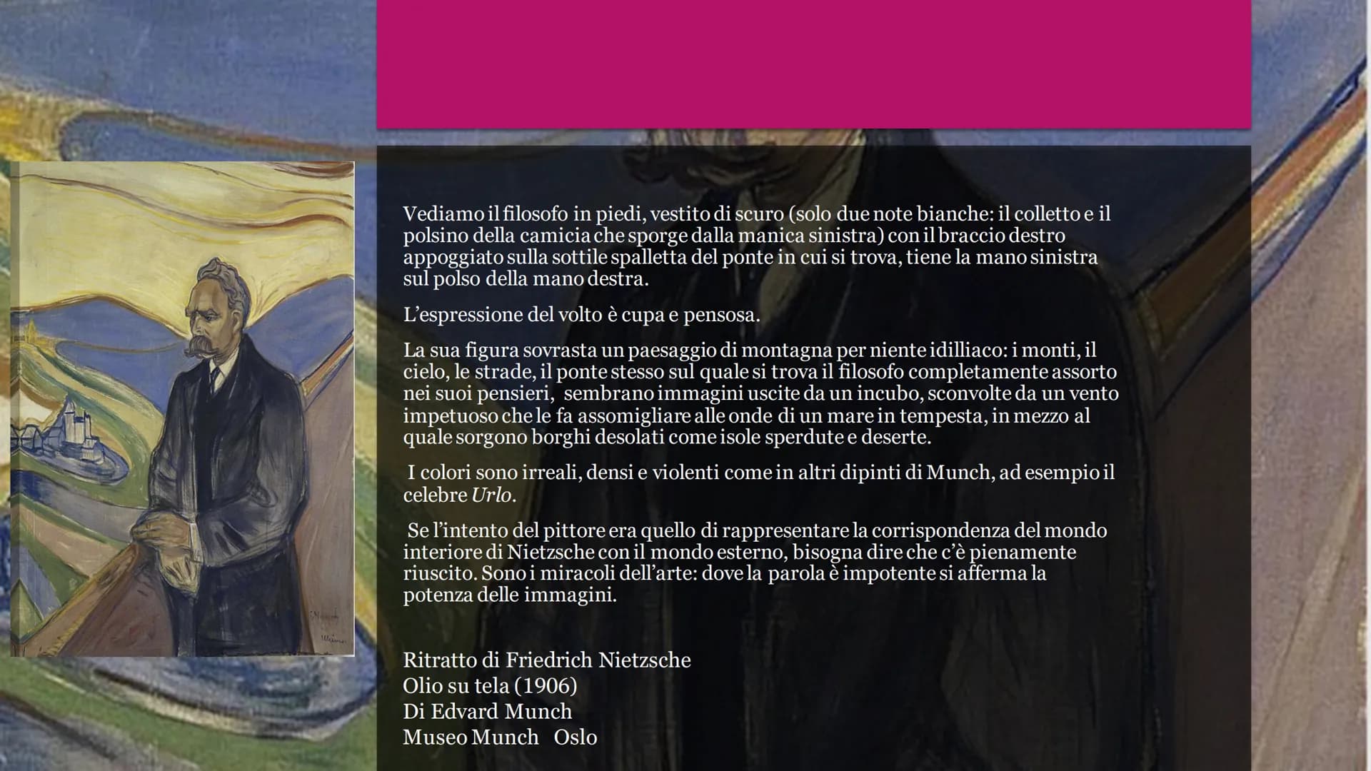Edvard
Munch Attraverso l'arte cerco di vedere chiaro nella mia relazione con
il mondo, e se possibile aiutare anche chi osserva le mie oper