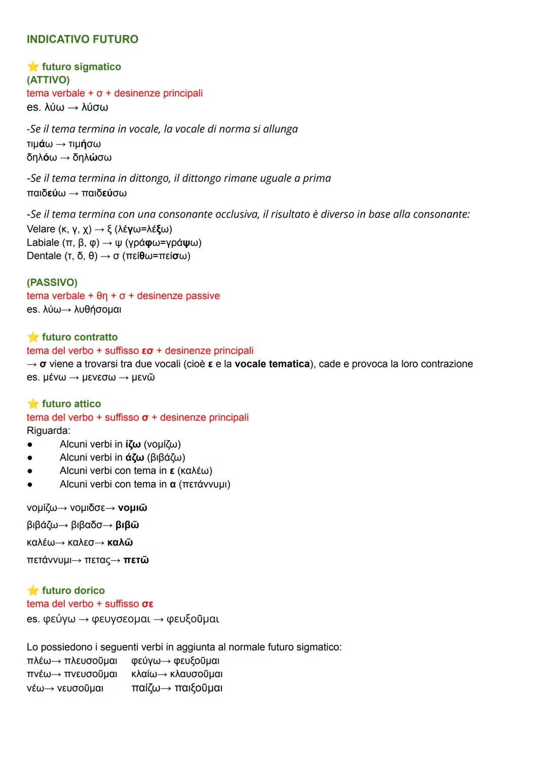 MODI:
(finiti) indicativo, congiuntivo, ottativo, imperativo
(indefiniti) infinito e participio
TEMPI:
(principali) presente, futuro, perfet