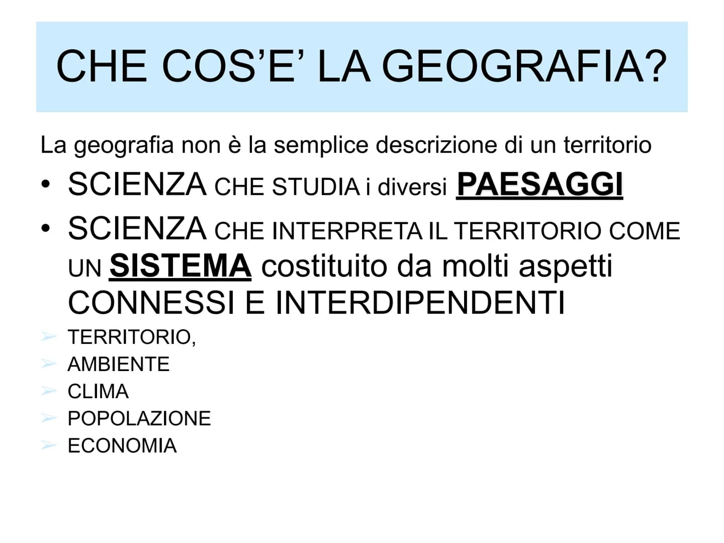 GEOGRAFIA
Origine della parola:
GEO= TERRA;
GRAFIA= SCRITTURA
DESCRIZIONE DELLA TERRA SCIENZA MOLTO ANTICA
NASCE DA...
➤DAL BISOGNO DI SPOST