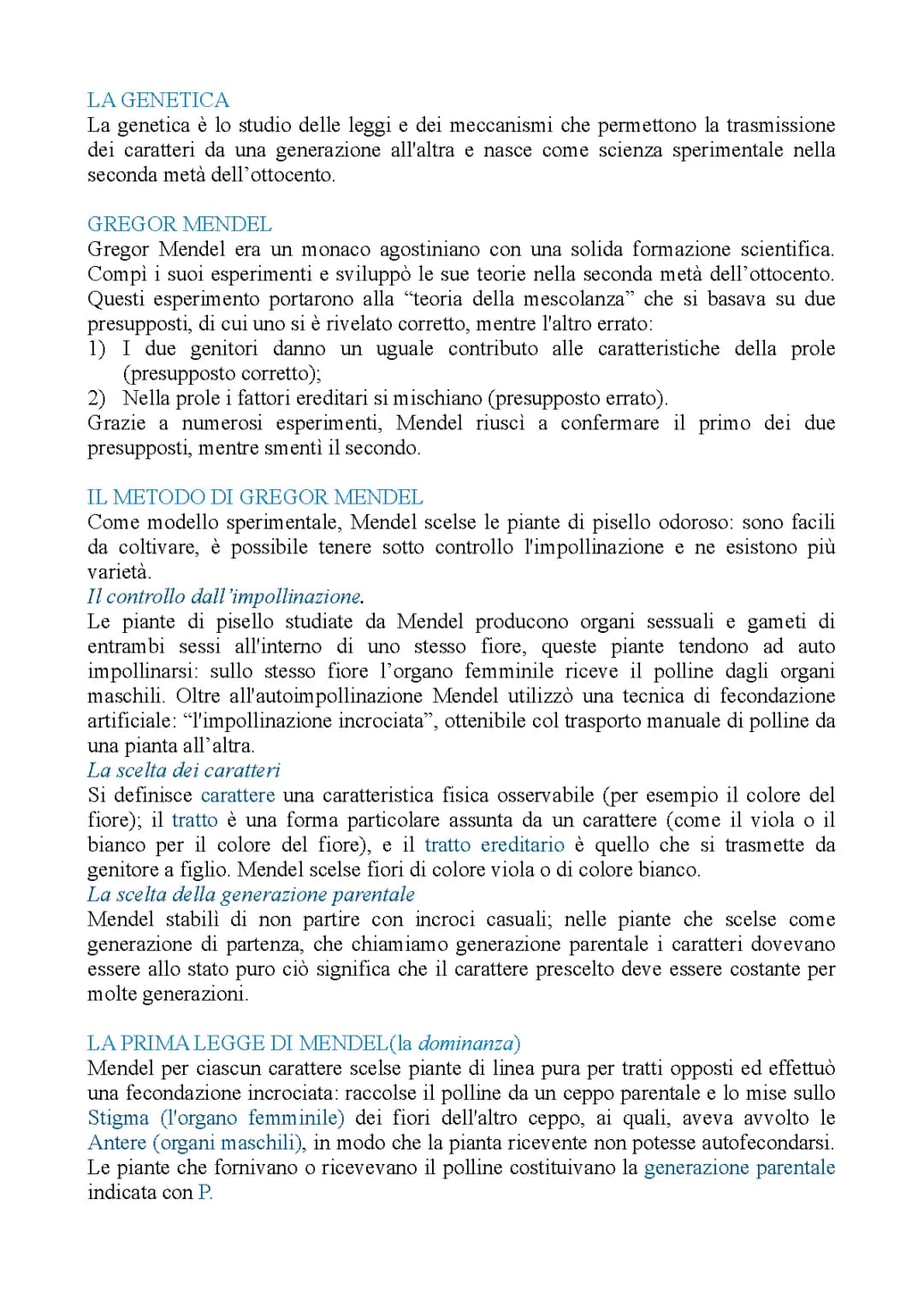 mendel, le leggi di mendel, la dominanza 