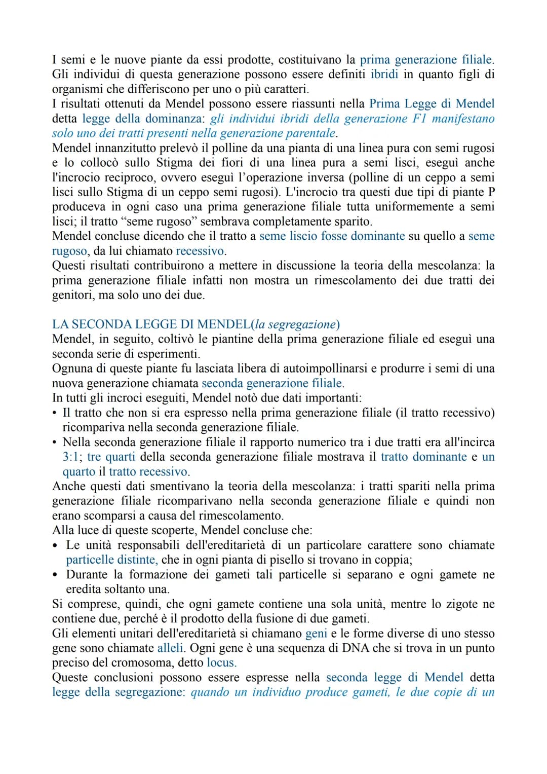 LA GENETICA
La genetica è lo studio delle leggi e dei meccanismi che permettono la trasmissione
dei caratteri da una generazione all'altra e