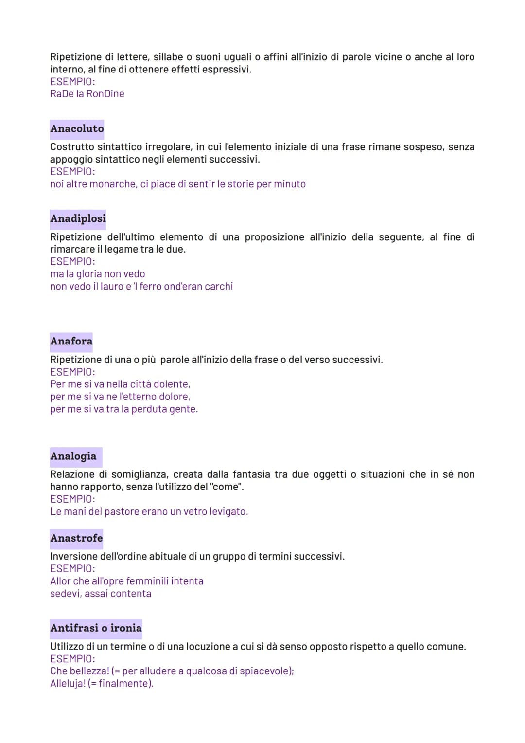 Le figure retoriche
Lo strumento stilistico che maggiormente viene utilizzato in poesia e caratterizza le scelte
espressive dell'autore è co