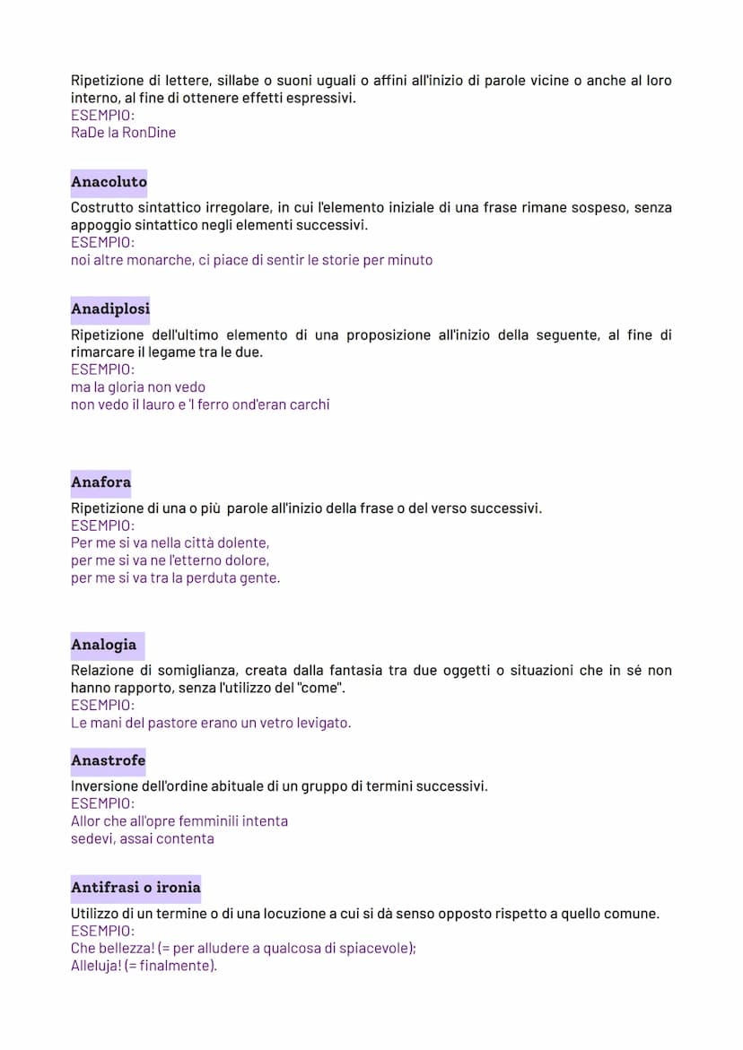 Le figure retoriche
Lo strumento stilistico che maggiormente viene utilizzato in poesia e caratterizza le scelte
espressive dell'autore è co