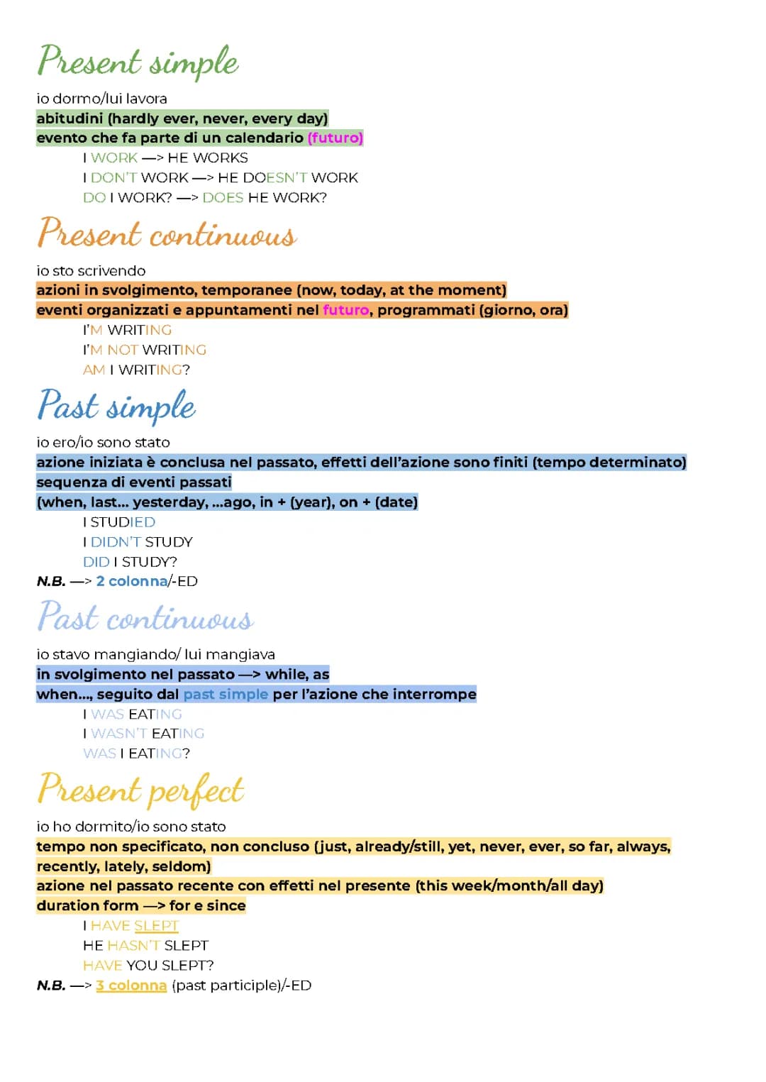 INGLESE-Verbal tenses 