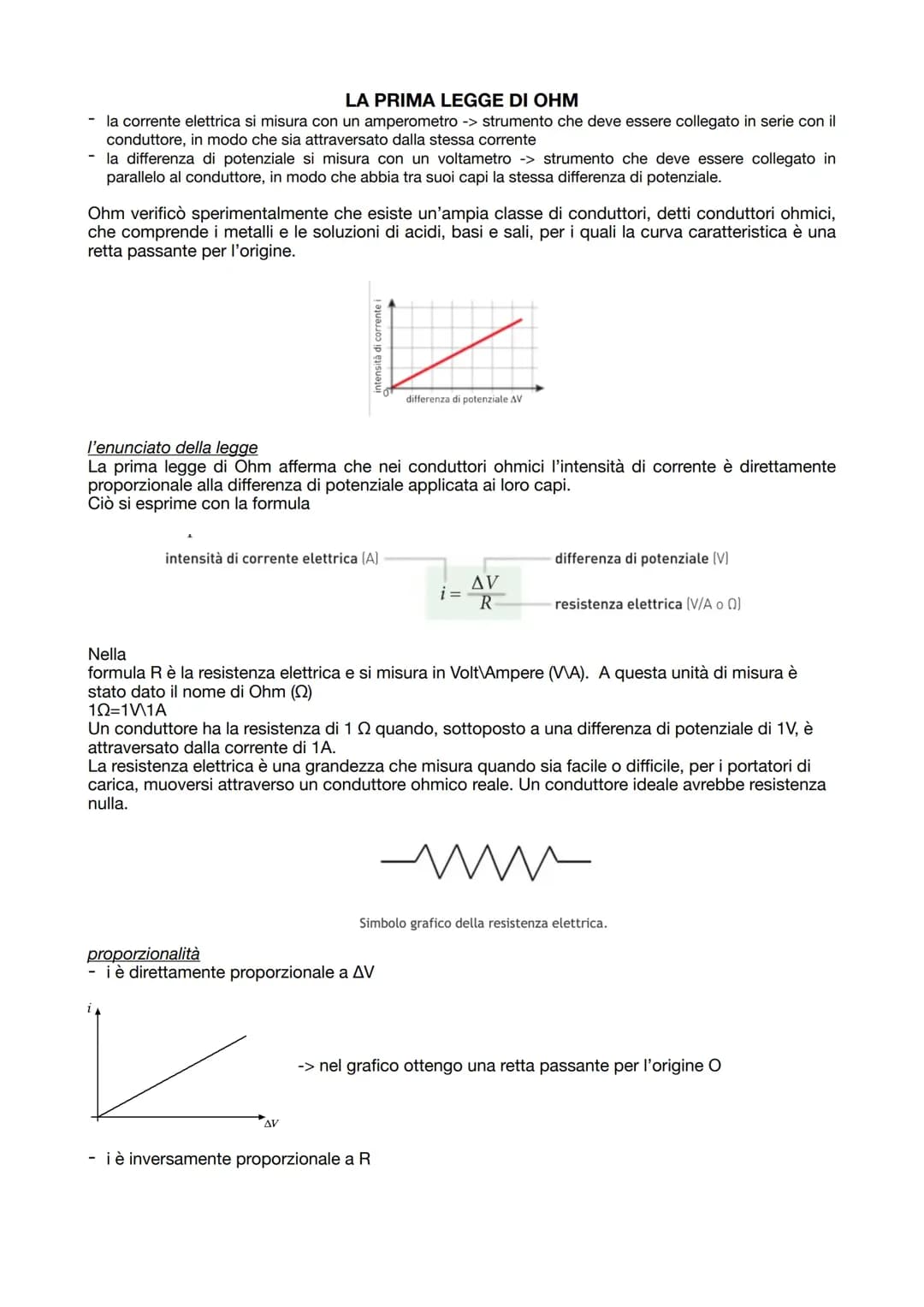 LA PRIMA LEGGE DI OHM e LA SECONDA LEGGE DI OHM