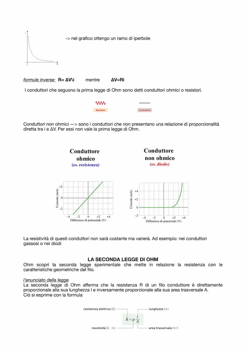 LA PRIMA LEGGE DI OHM
la corrente elettrica si misura con un amperometro -> strumento che deve essere collegato in serie con il
conduttore, 