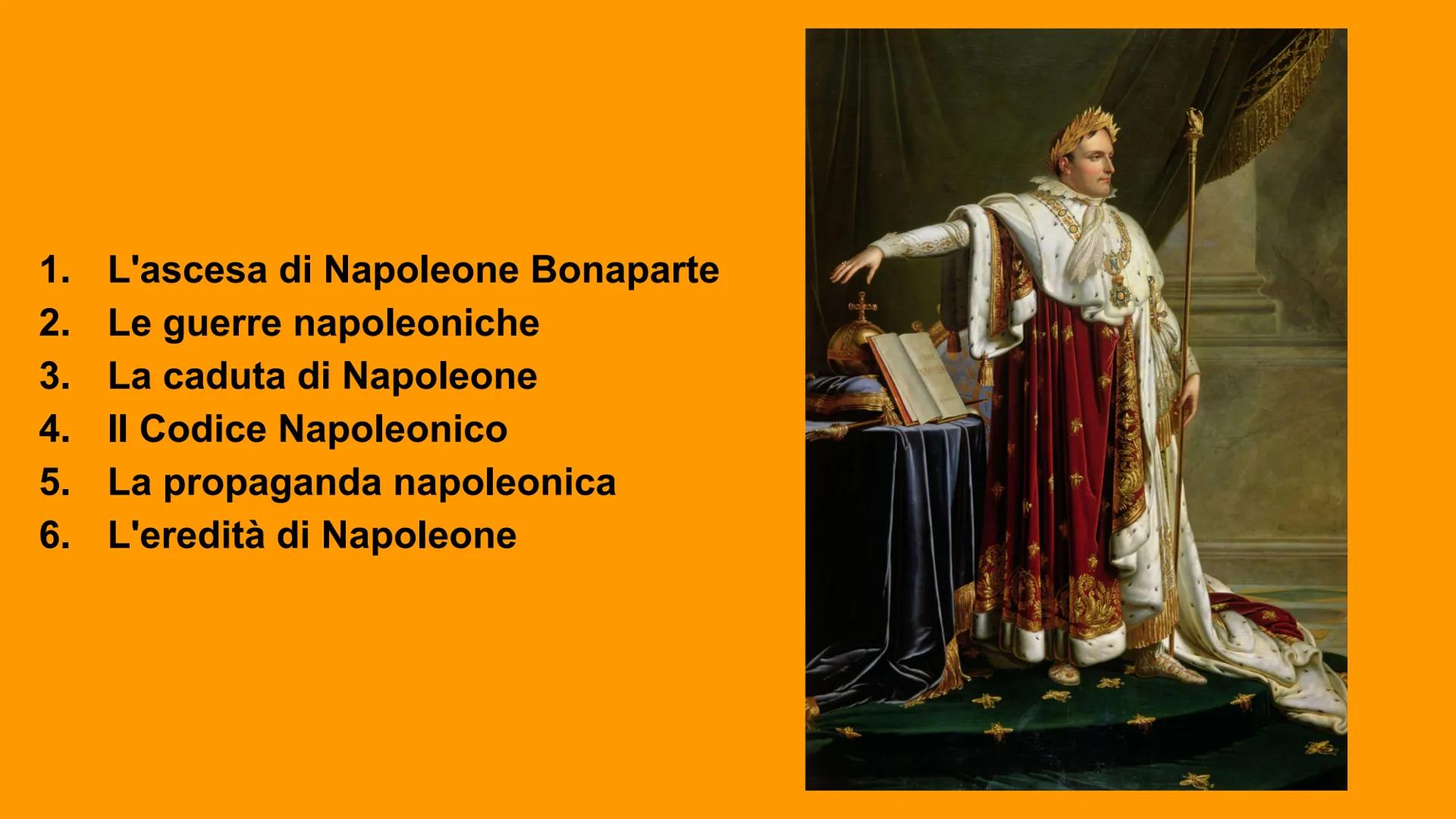 L'Età Napoleonica: Il Conquistatore del
Mondo 1. L'ascesa di Napoleone Bonaparte
2. Le guerre napoleoniche
3. La caduta di Napoleone
4. Il C