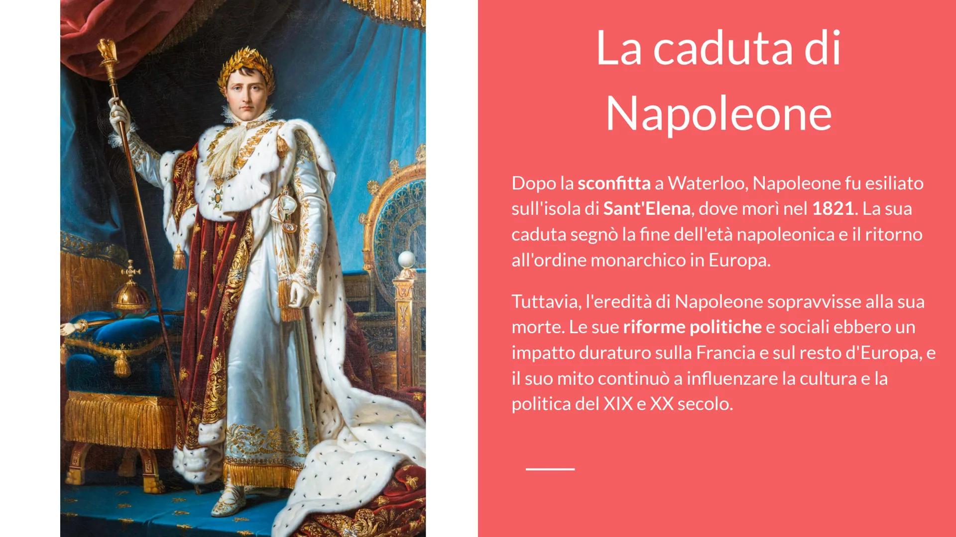 L'Età Napoleonica: Il Conquistatore del
Mondo 1. L'ascesa di Napoleone Bonaparte
2. Le guerre napoleoniche
3. La caduta di Napoleone
4. Il C