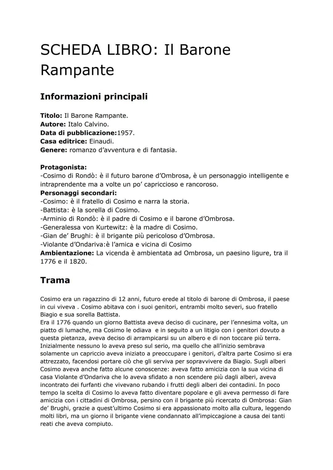 Scheda libro: il barone rampante