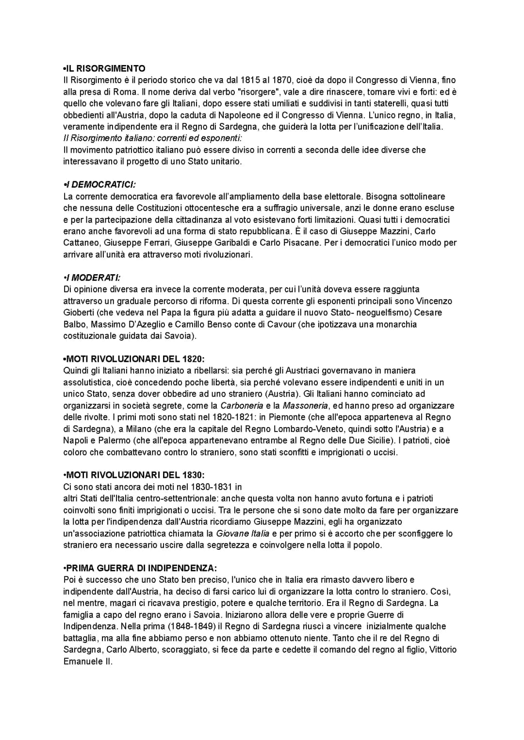 Il Risorgimento spiegato facile: dalla divisione dell'Italia all'unità