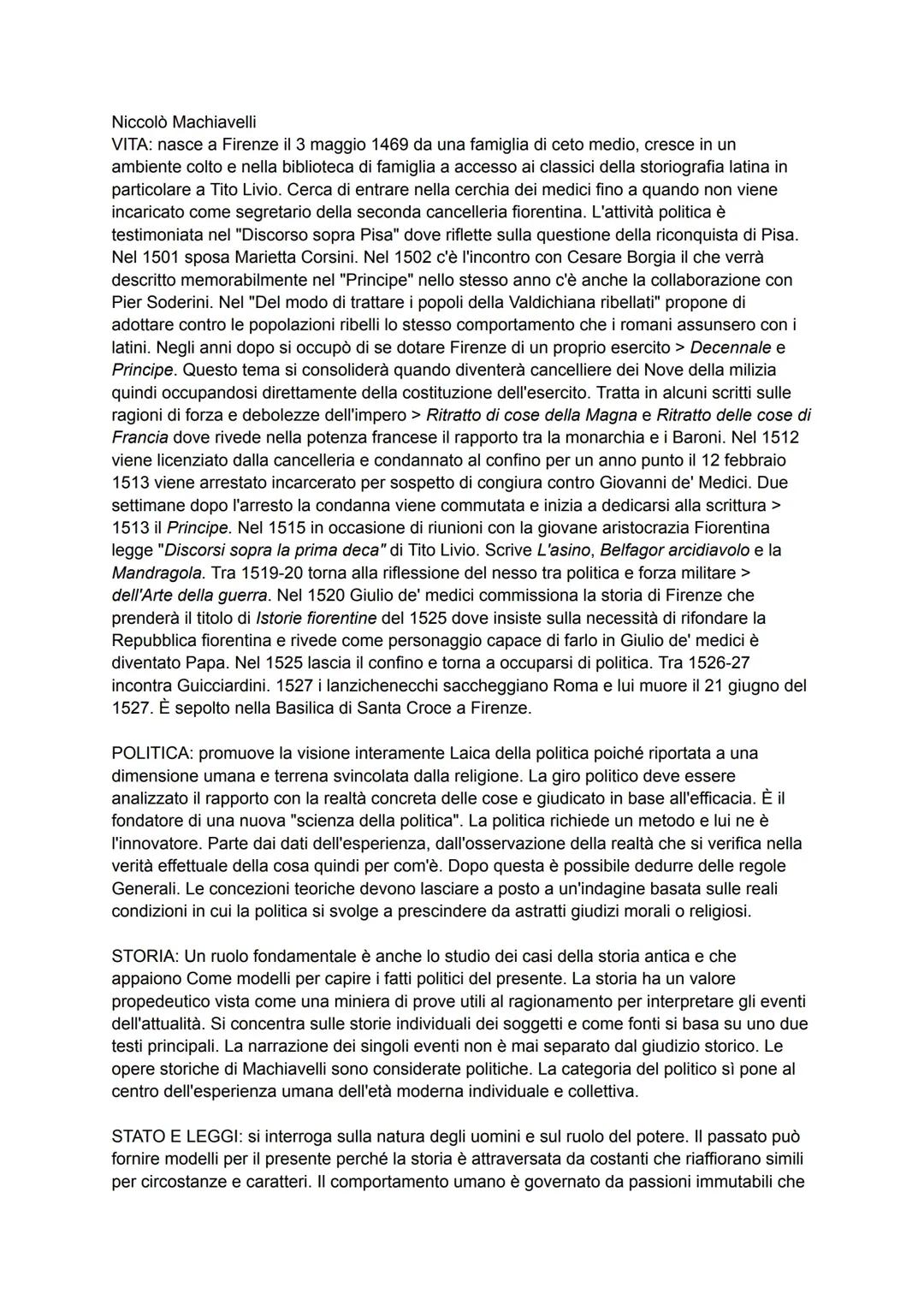 Niccolò Machiavelli: Vita e Opere