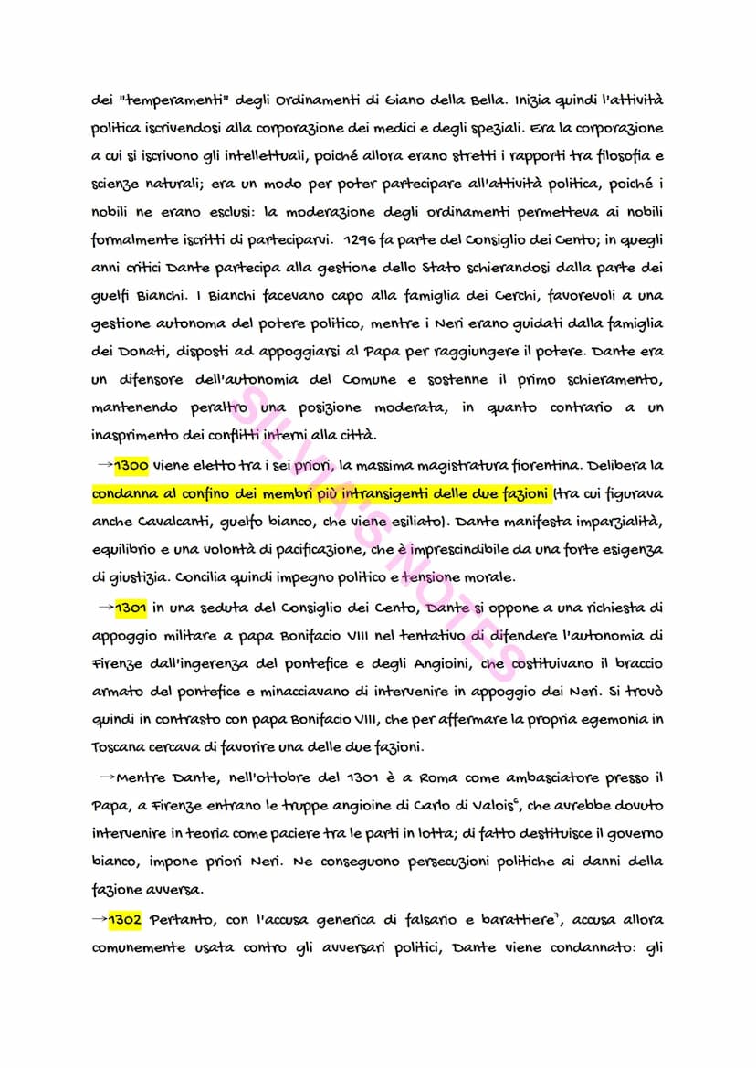 Dante Alighieri
In quel periodo Firenze era una città prospera, benestante e vitale perché c'era
tanta gente, era una città in conflitto con