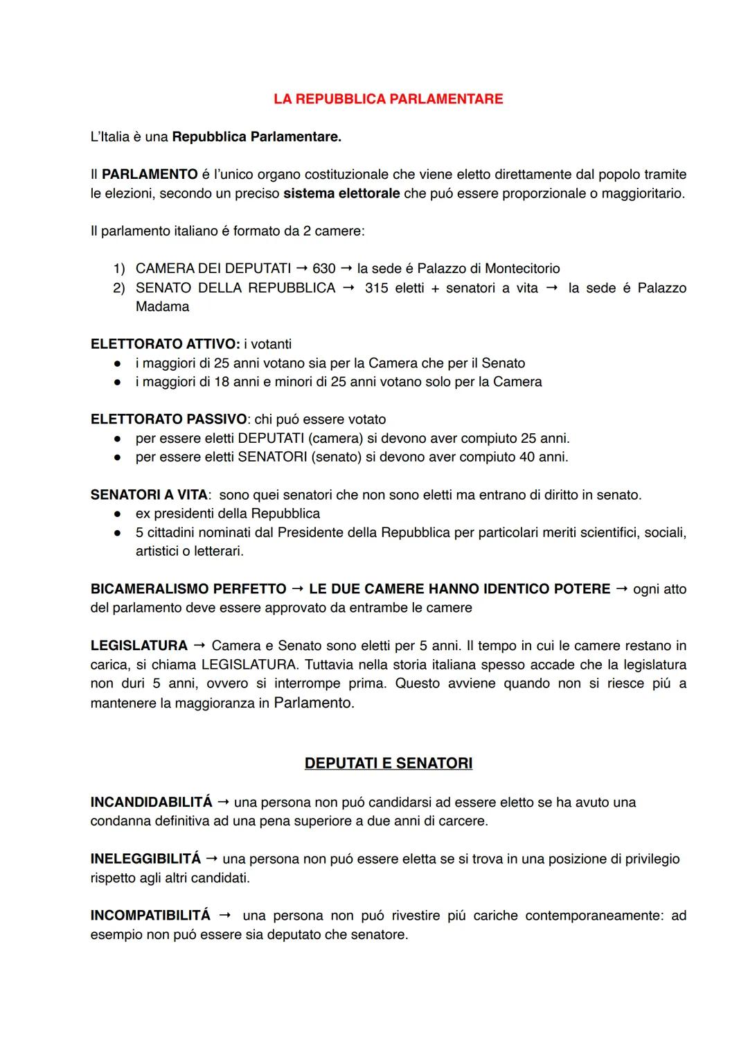 # LA REPUBBLICA PARLAMENTARE

L'Italia è una Repubblica Parlamentare.

II PARLAMENTO é l'unico organo costituzionale che viene eletto dirett
