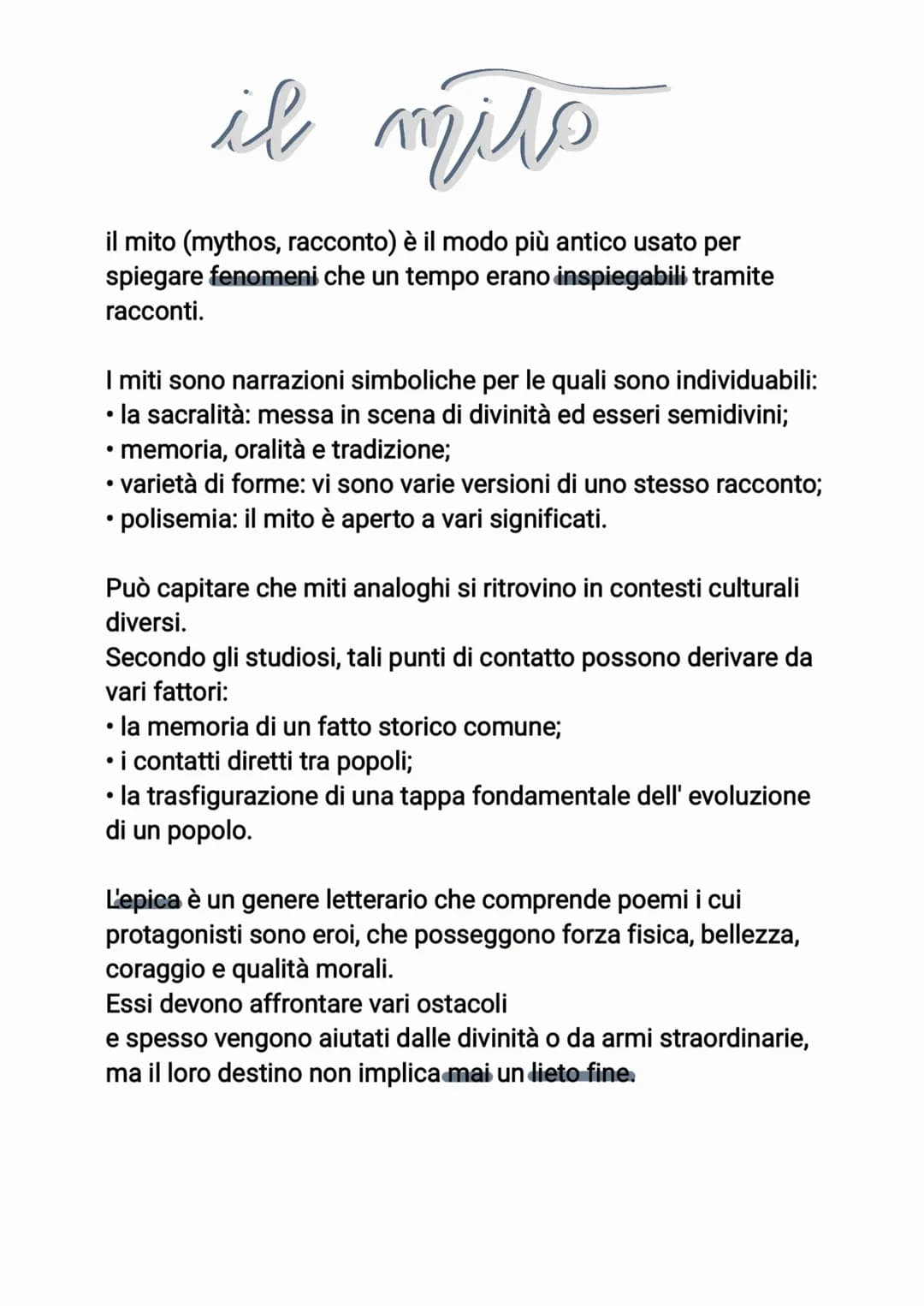 il mite
il mito (mythos, racconto) è il modo più antico usato per
spiegare fenomeni che un tempo erano inspiegabili tramite
racconti.
I miti