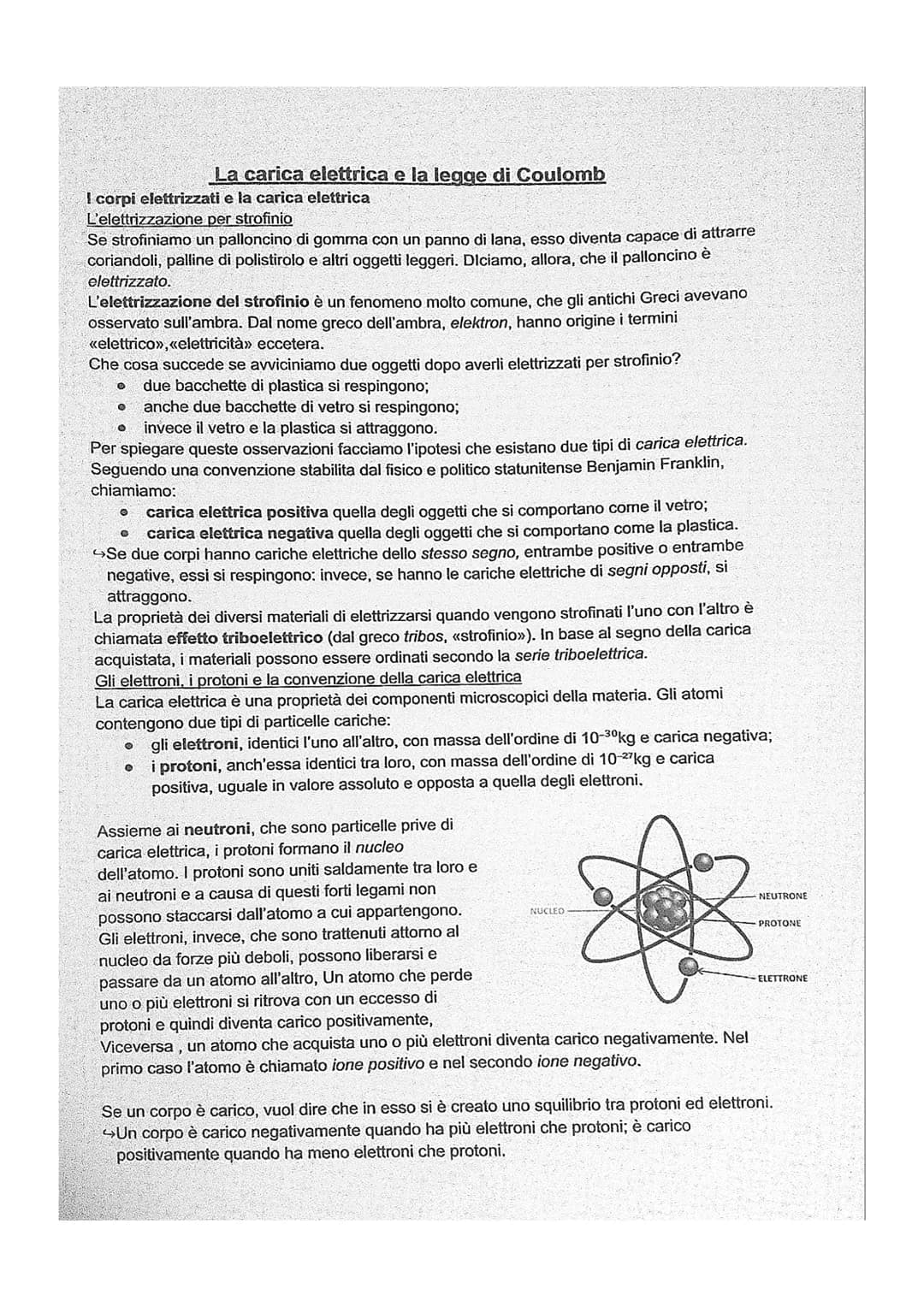 La carica elettrica e la legge di Coulomb
I corpi elettrizzati e la carica elettrica
L'elettrizzazione per strofinio
Se strofiniamo un pallo