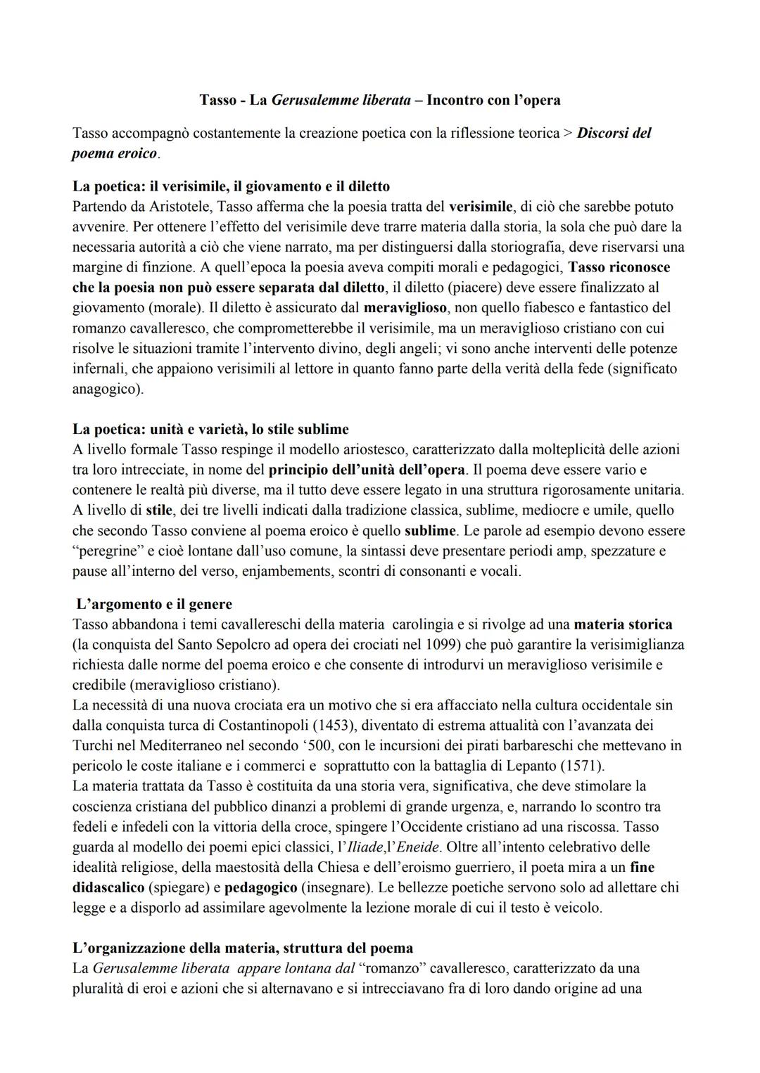 Tasso - La Gerusalemme liberata - Incontro con l'opera

Tasso accompagnò costantemente la creazione poetica con la riflessione teorica > Dis