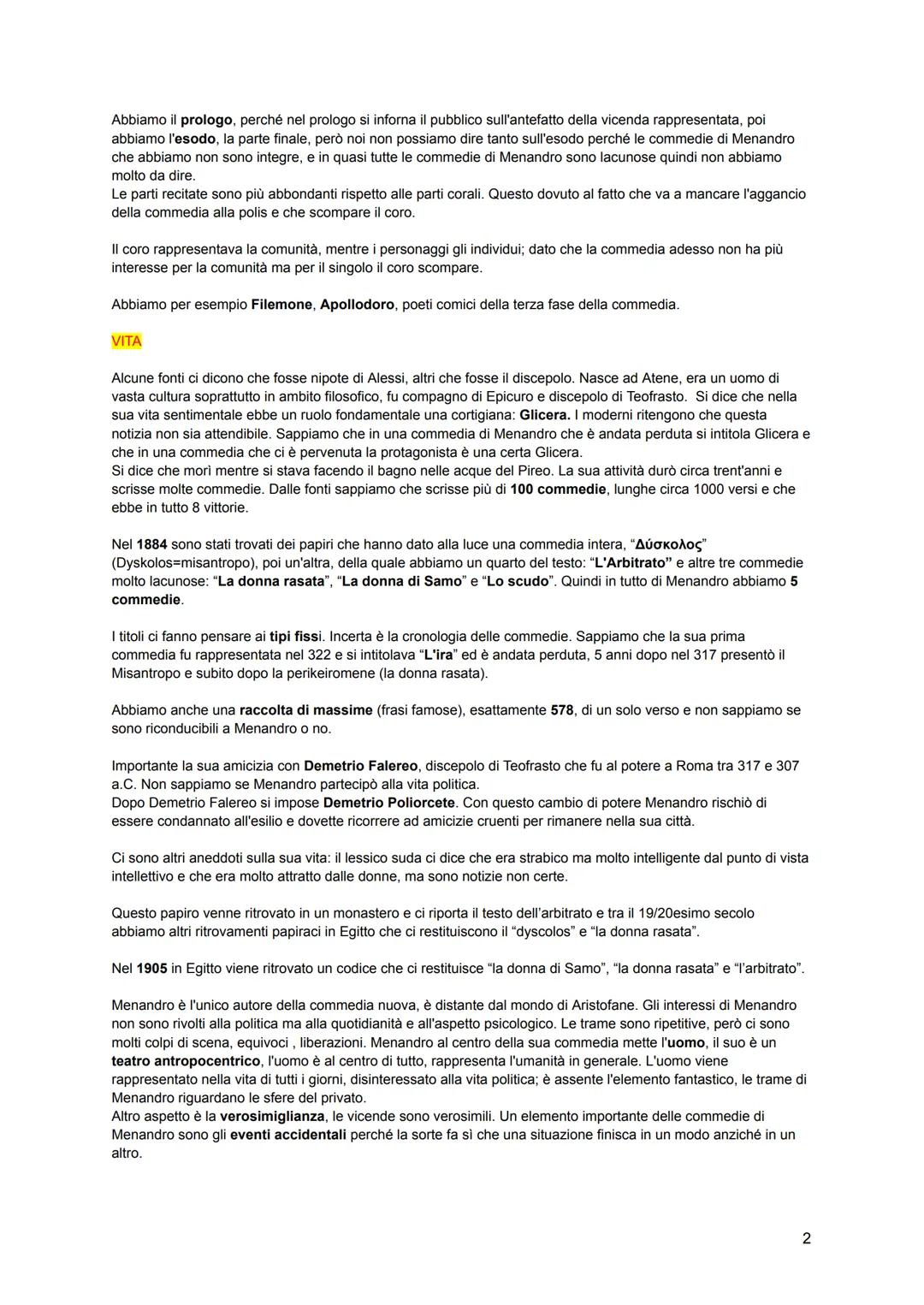 MENANDRO

Menandro è un esponente della commedia nuova. La commedia si suddivide
in tre periodi: commedia antica (Aristofane), commedia di m