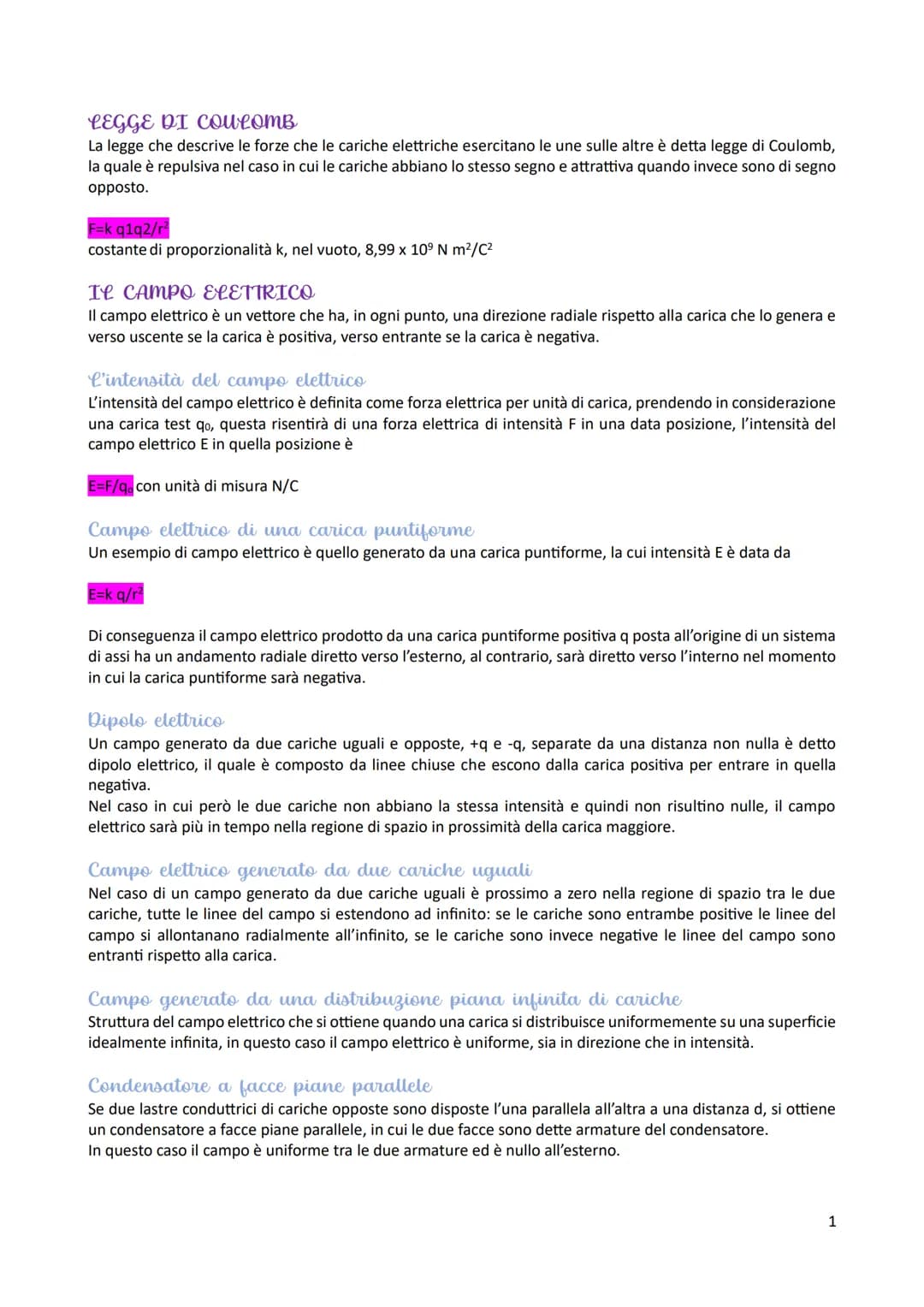 LEGGE DI COULOMB
La legge che descrive le forze che le cariche elettriche esercitano le une sulle altre è detta legge di Coulomb,
la quale è