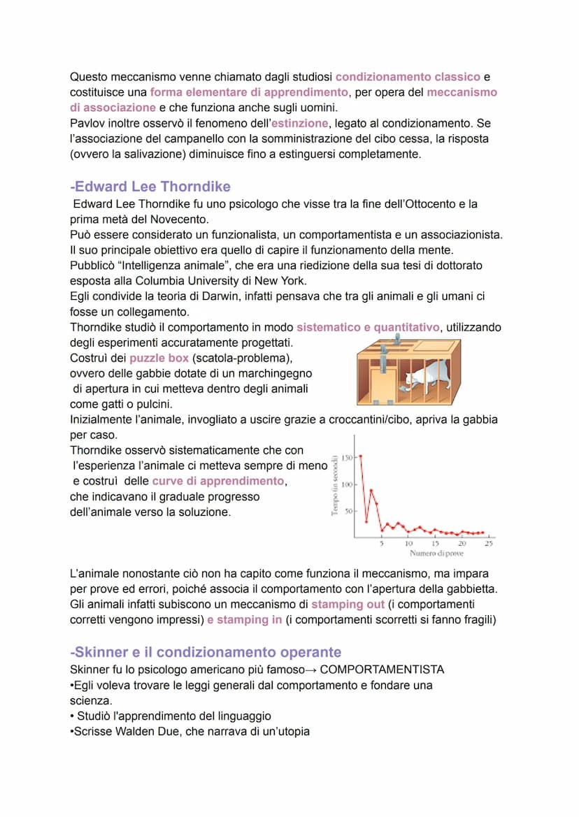 L'apprendimento
L'apprendimento venne studiato per la prima volta dai comportamentisti, in termini di
stimoli e risposte.
Si parla di appren