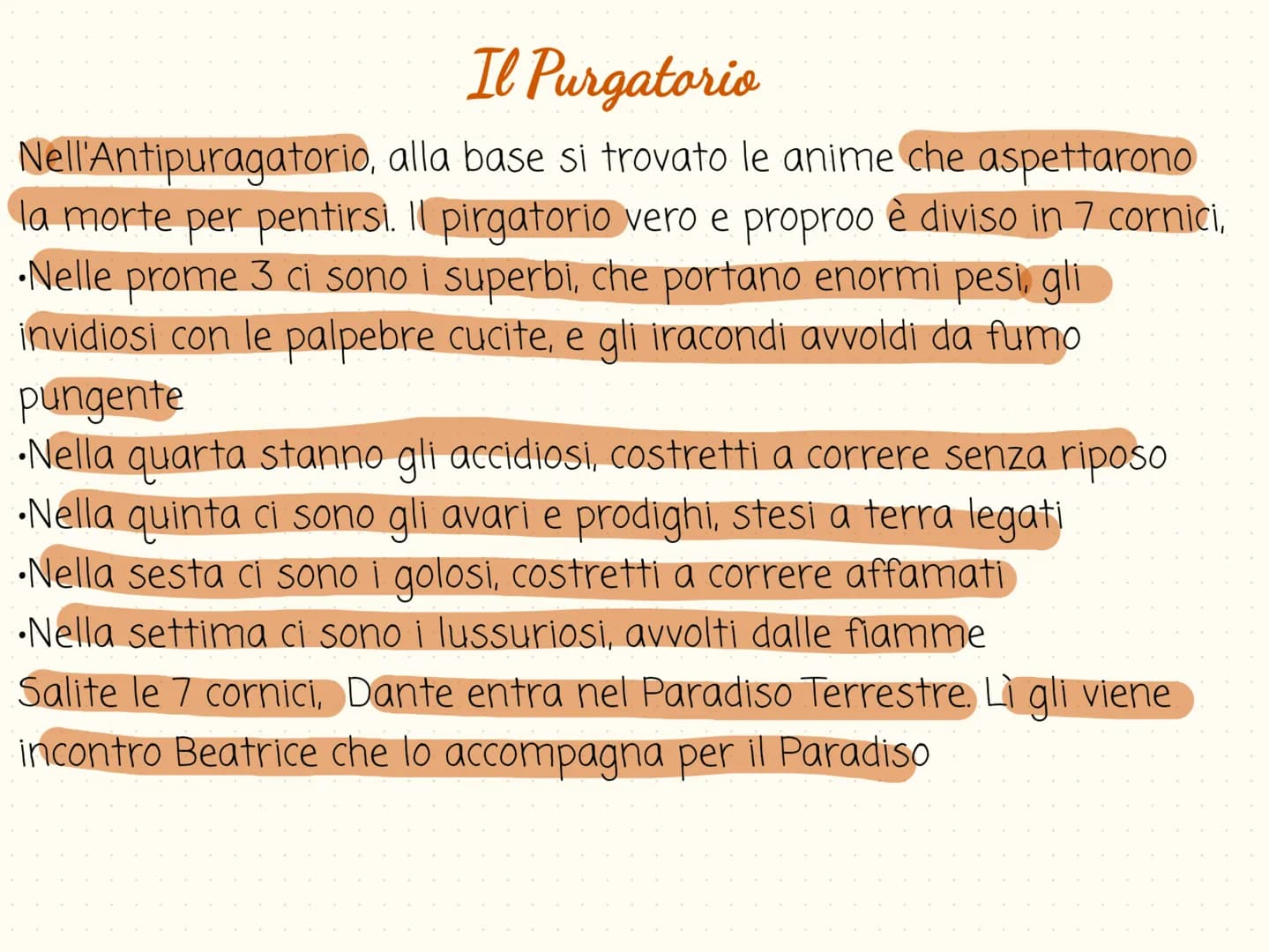 L'inferno
L'inferno si apre con l'Altinferno, in cui sono puniti gli ignavi. l'Inferno vero e proprio è
costituito da 9 cerchi.
•Il primo ce