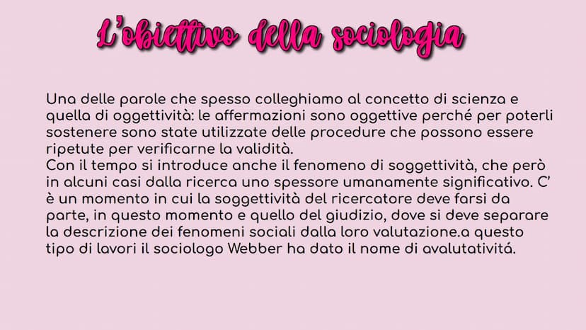 La
sociologia
La sociologia è un discorso scientifico sulla società.
Tutte le scienze umane hanno per oggetto la vita dell'essere umano nell