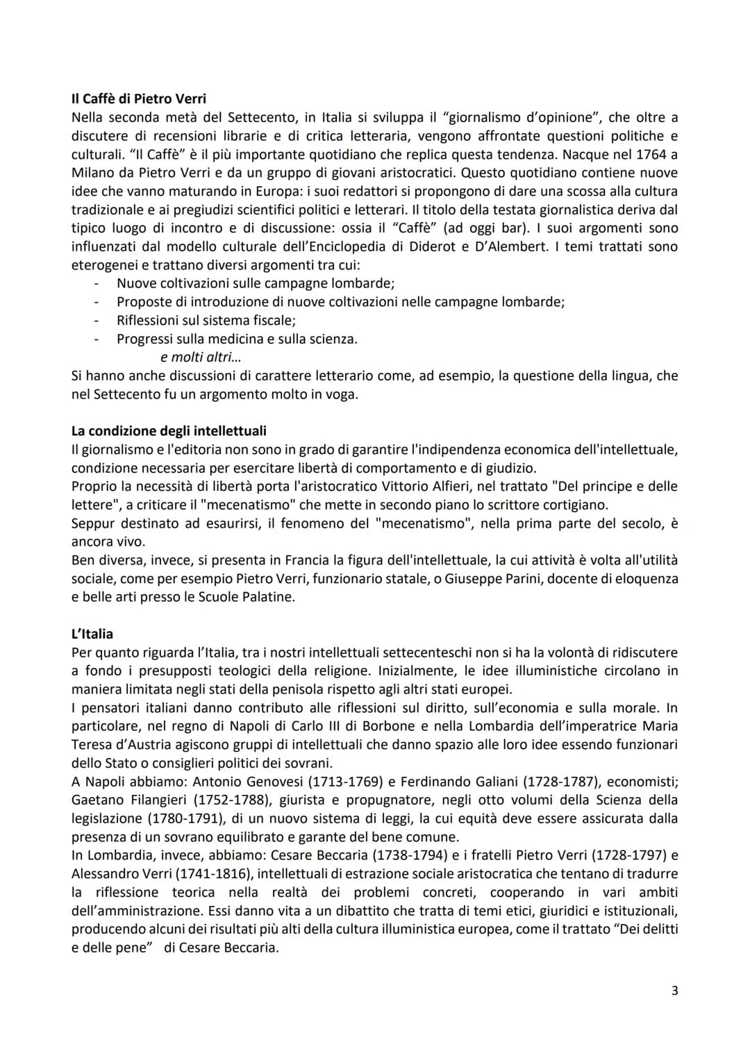 L'Illuminismo
Il "ritorno alla ragione", manifestatosi nella prima metà del '700, si afferma nella maniera più
compiuta intorno alla metà de