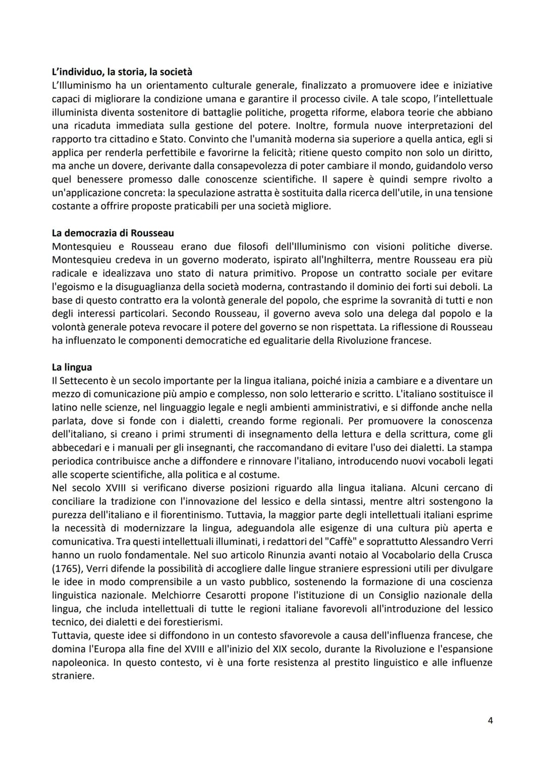L'Illuminismo
Il "ritorno alla ragione", manifestatosi nella prima metà del '700, si afferma nella maniera più
compiuta intorno alla metà de