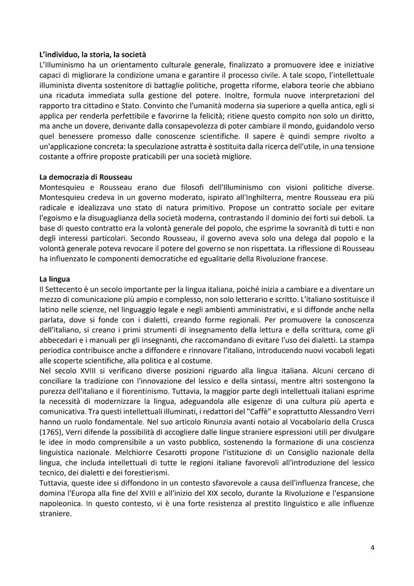 L'Illuminismo
Il "ritorno alla ragione", manifestatosi nella prima metà del '700, si afferma nella maniera più
compiuta intorno alla metà de