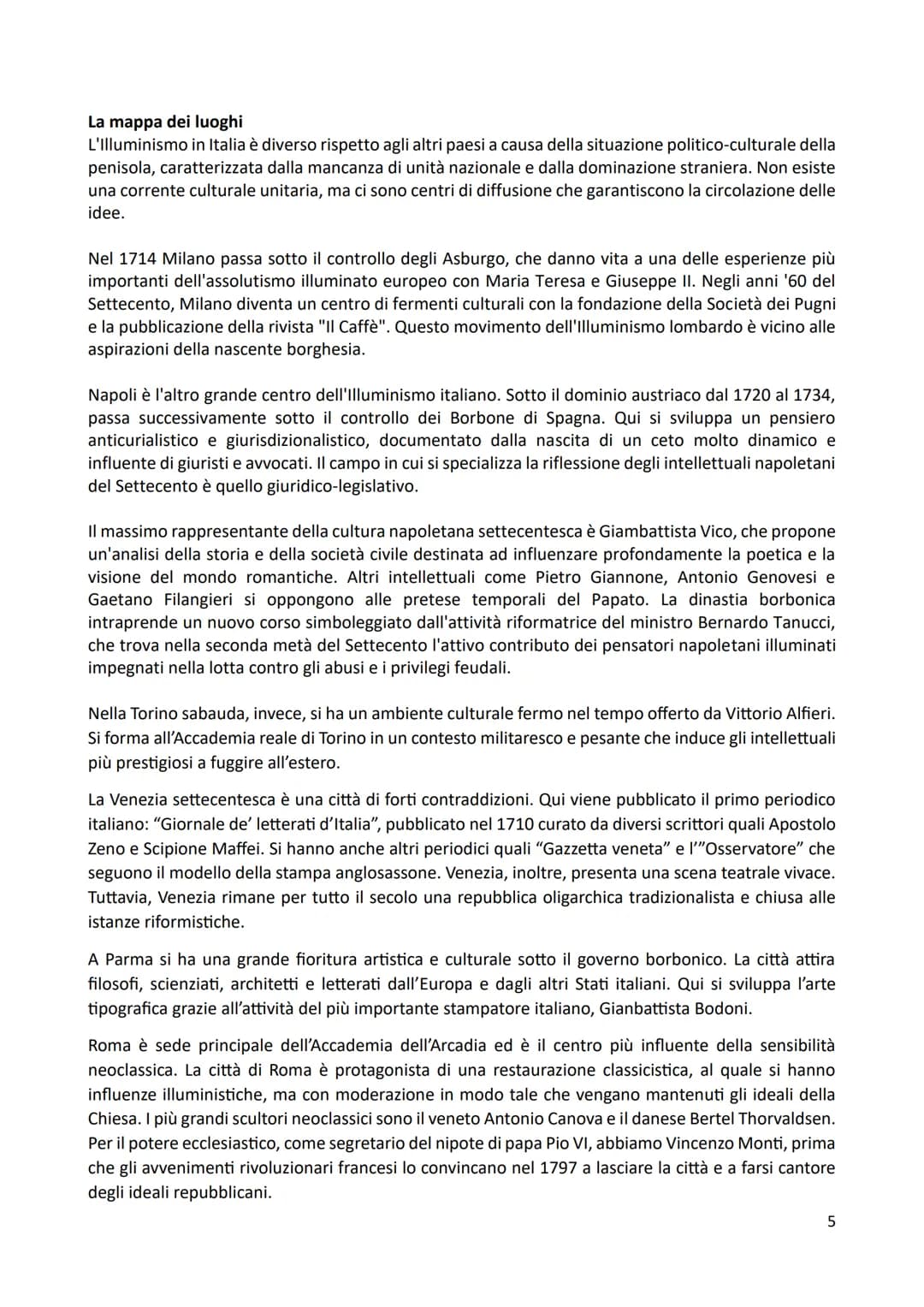 L'Illuminismo
Il "ritorno alla ragione", manifestatosi nella prima metà del '700, si afferma nella maniera più
compiuta intorno alla metà de