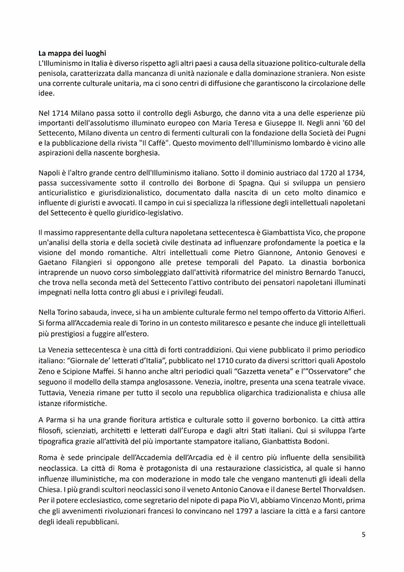L'Illuminismo
Il "ritorno alla ragione", manifestatosi nella prima metà del '700, si afferma nella maniera più
compiuta intorno alla metà de