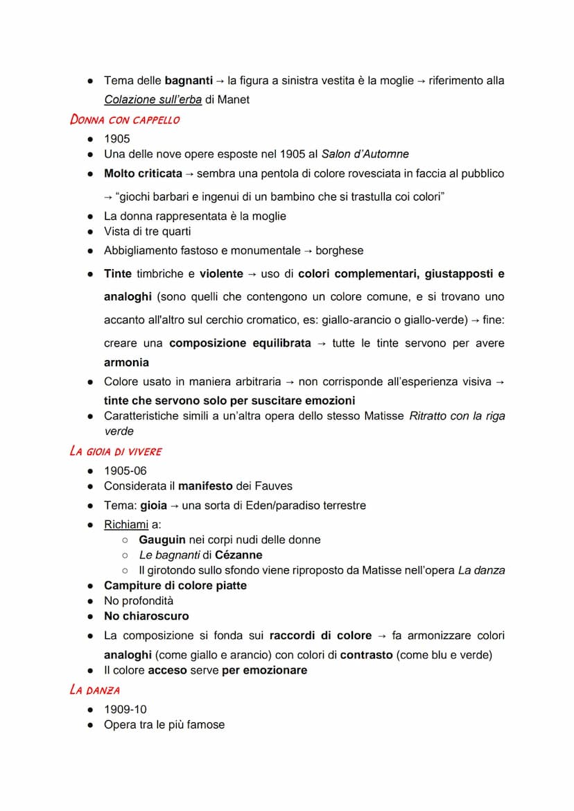 CARATTERISTICHE
I Fauves
• Espressionismo francese
• Il gruppo dei Fauves nasce nel 1905 a Parigi nel Salon d'Automne → ottava
mostra → un g