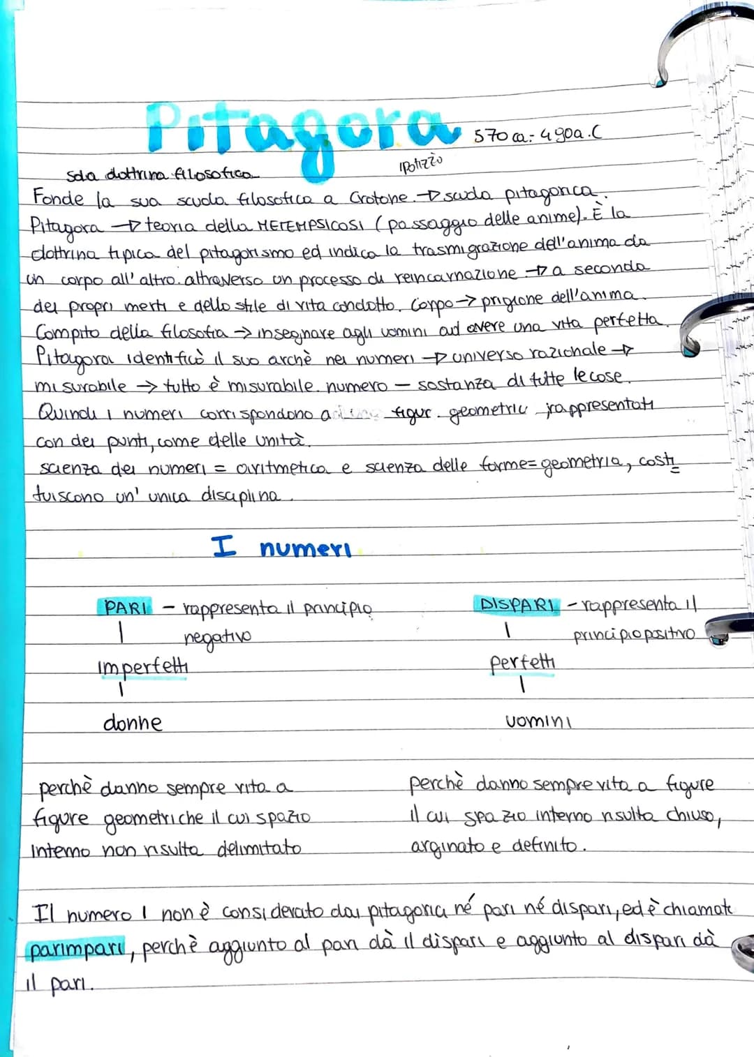 Pitagora
Sola dottrina filosofica.
Fonde la sua scudo, filosofico a Crotone. Dscuda pitagorica.
Pitagora → teoria della METEMPSICOSI (passag