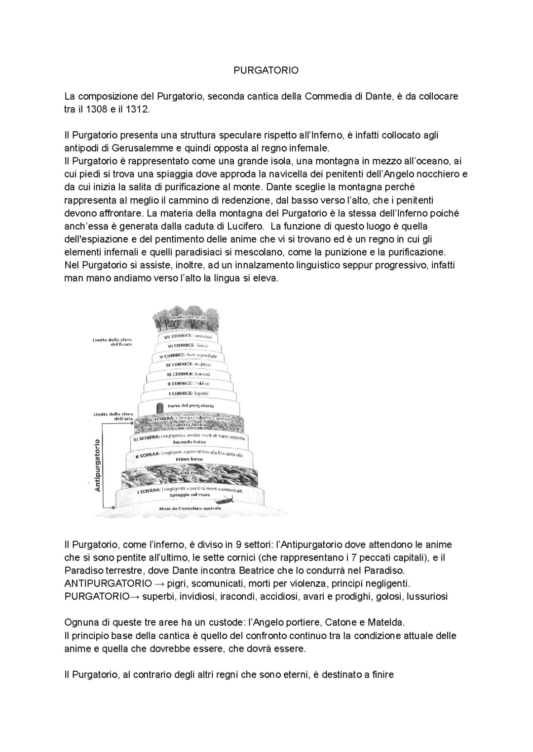 PURGATORIO, CANTI I, II, III, VI, XI