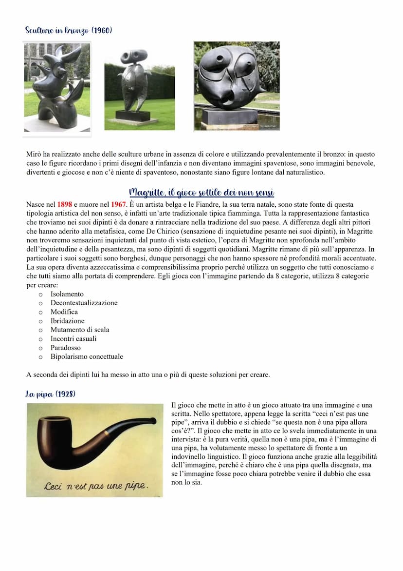 Il surrealismo
Il surrealismo è un po' una conseguenza del dadaismo e si porta dietro le sue prerogative, anche se il surrealismo è un
po' p