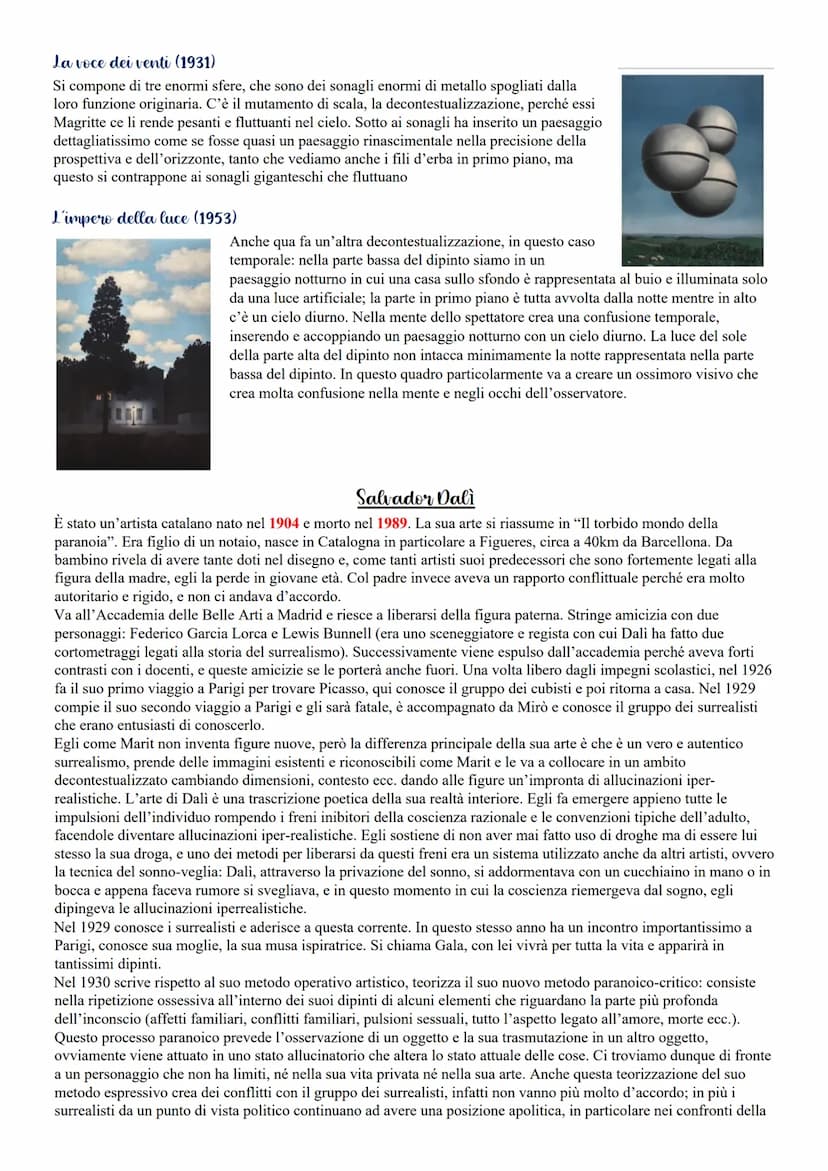 Il surrealismo
Il surrealismo è un po' una conseguenza del dadaismo e si porta dietro le sue prerogative, anche se il surrealismo è un
po' p