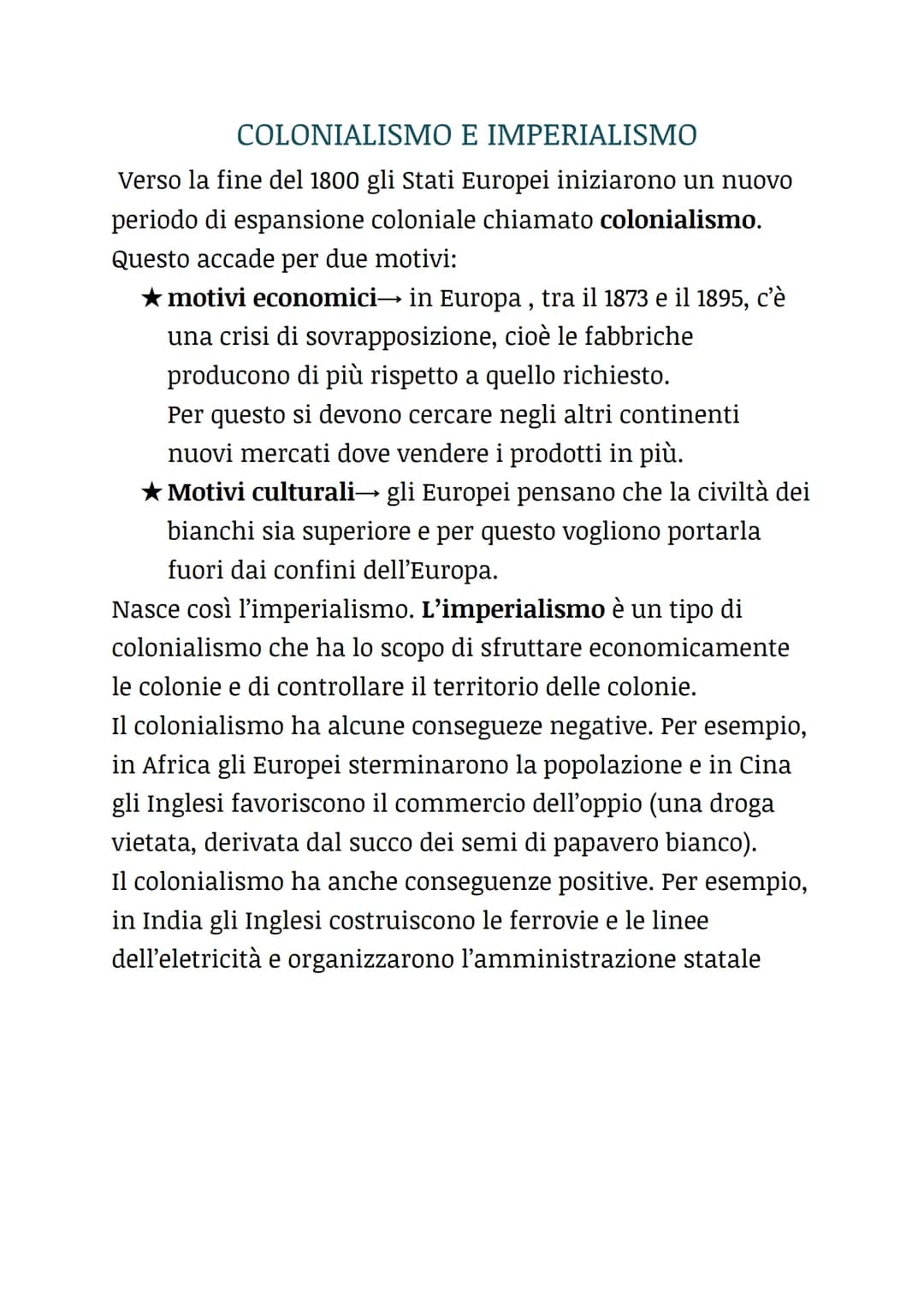 
<p>Verso la fine del 1800, gli Stati Europei iniziarono un nuovo periodo di espansione coloniale chiamato colonialismo. Questo accade per d